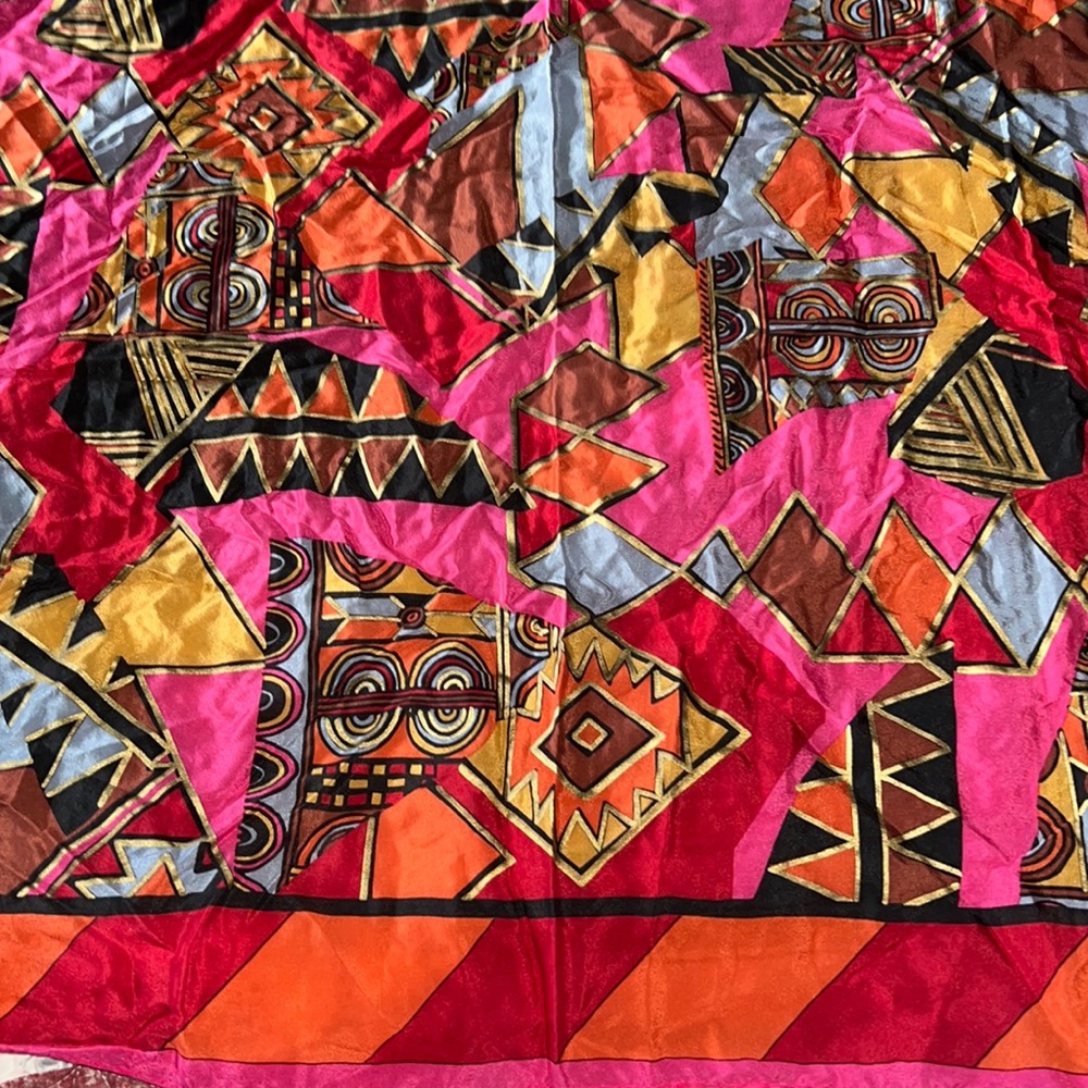 Honey 100% silk vintage abstract scarf 28” square